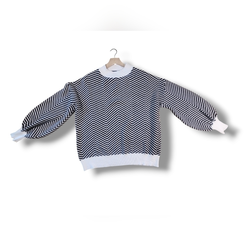 Zesica Oversized Billowing Arm Striped Sweater Womens Size XL